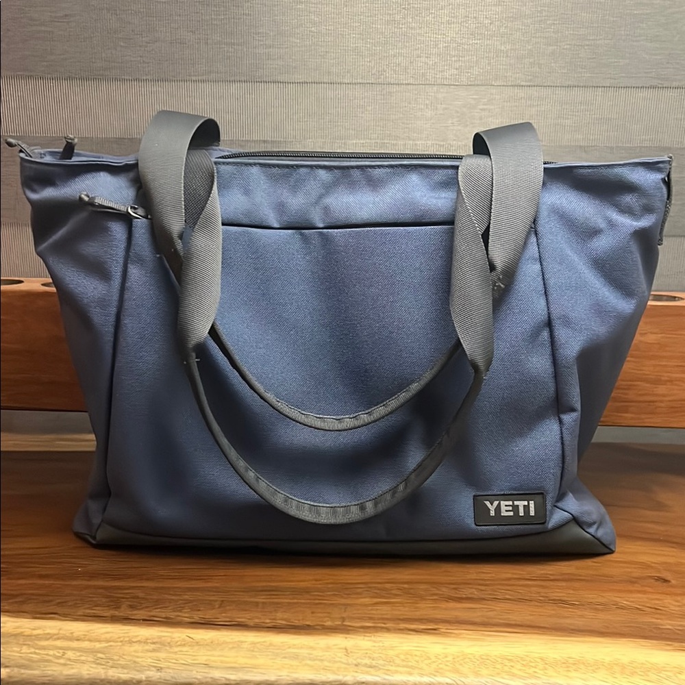 YETI Blue Tote Bag with Water-Resistant Fabric and Structured Design